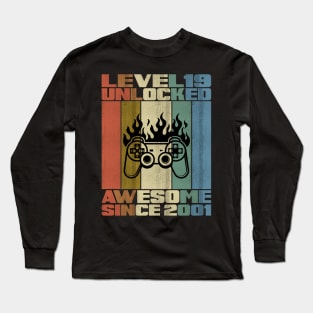 Level 19 Unlocked Birthday 19 Years Old Awesome Since 2001 Long Sleeve T-Shirt